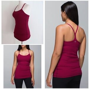 Lululemon Power Y Hyper Stripe Bordeaux Drama Bumble Berry Luon Workout Tank 4‌‍